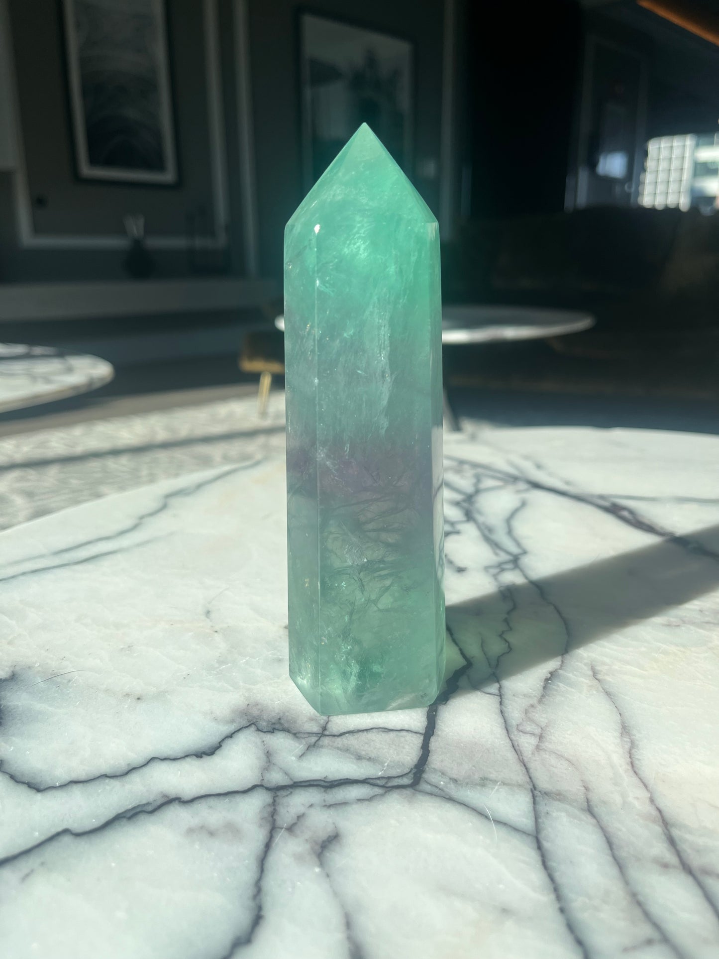 Green and Purple Fluorite Tower (highest clarity)