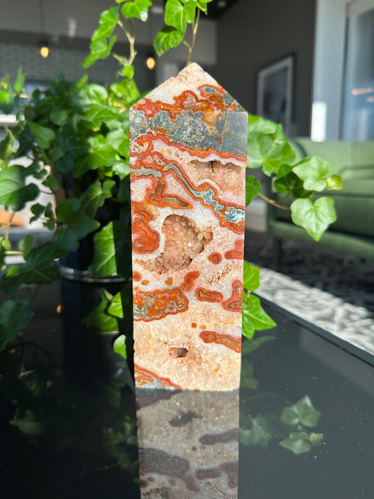 Large Red Moss Agate Tower