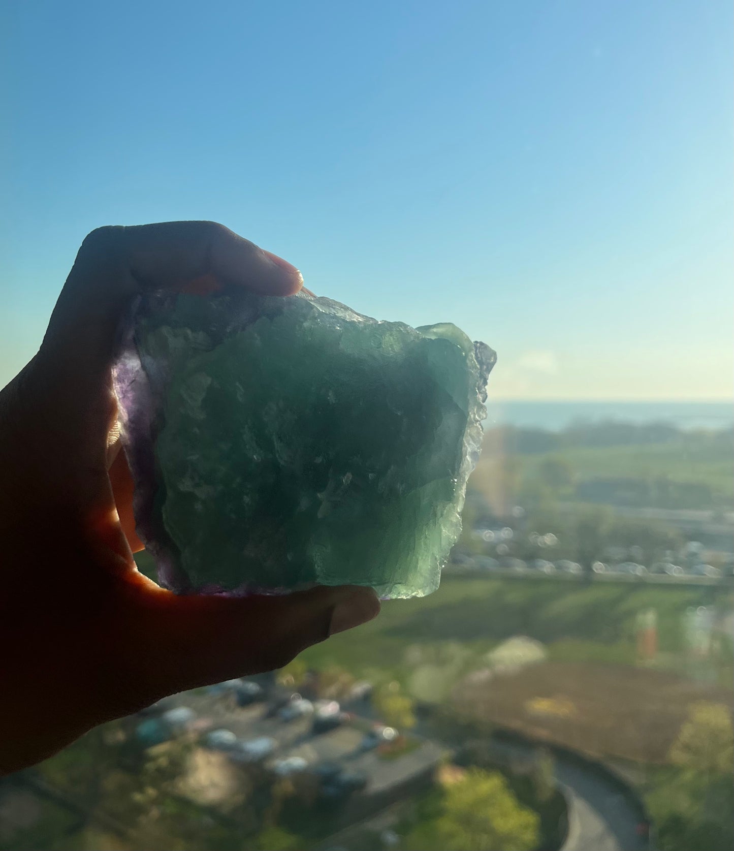 Green and Purple natural geometric Fluorite