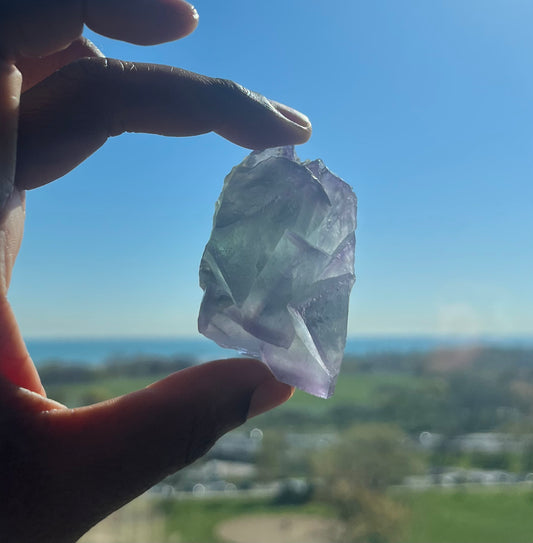 Green and Purple natural geometric Fluorite