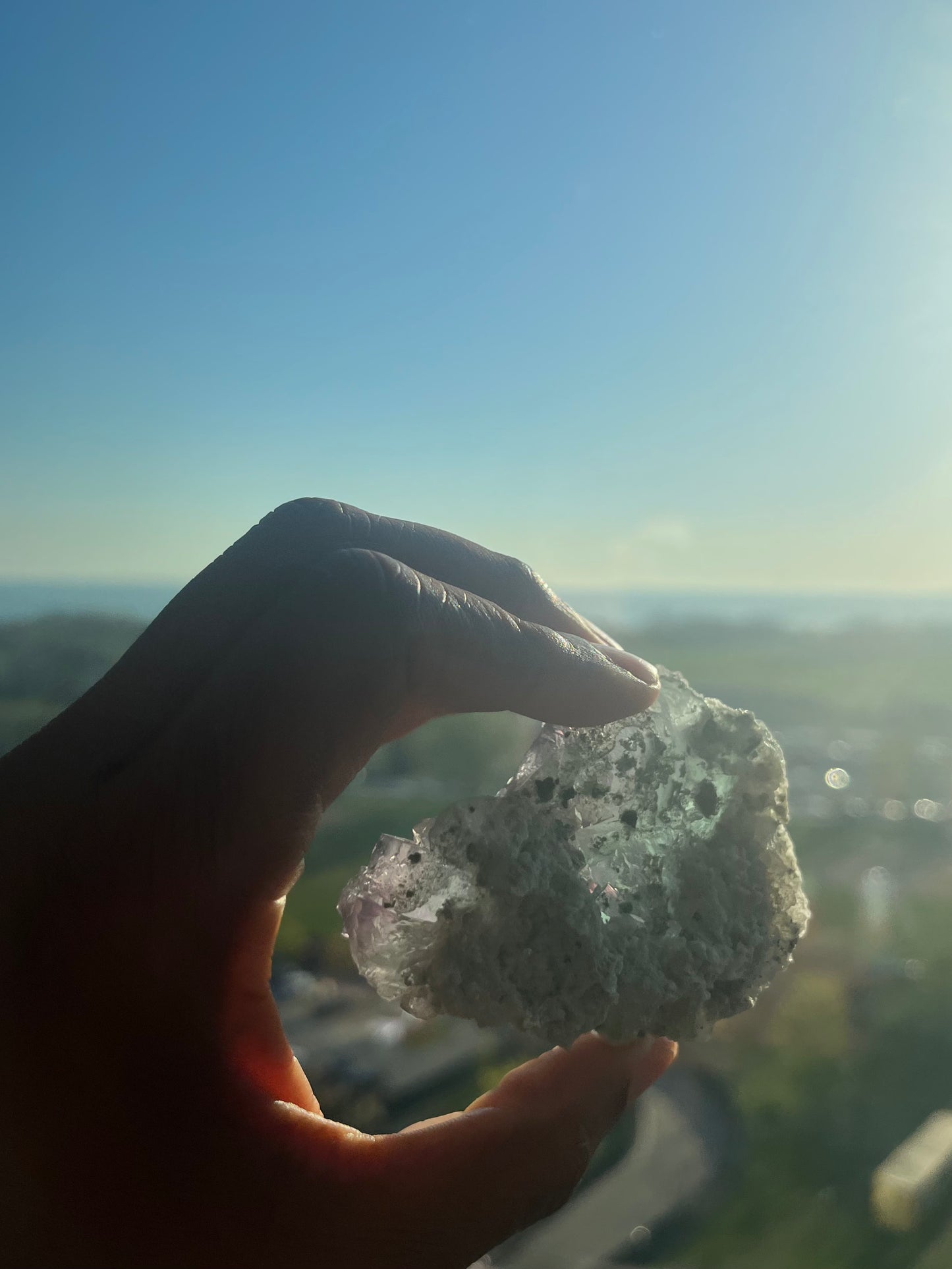 Green and Purple natural geometric Fluorite