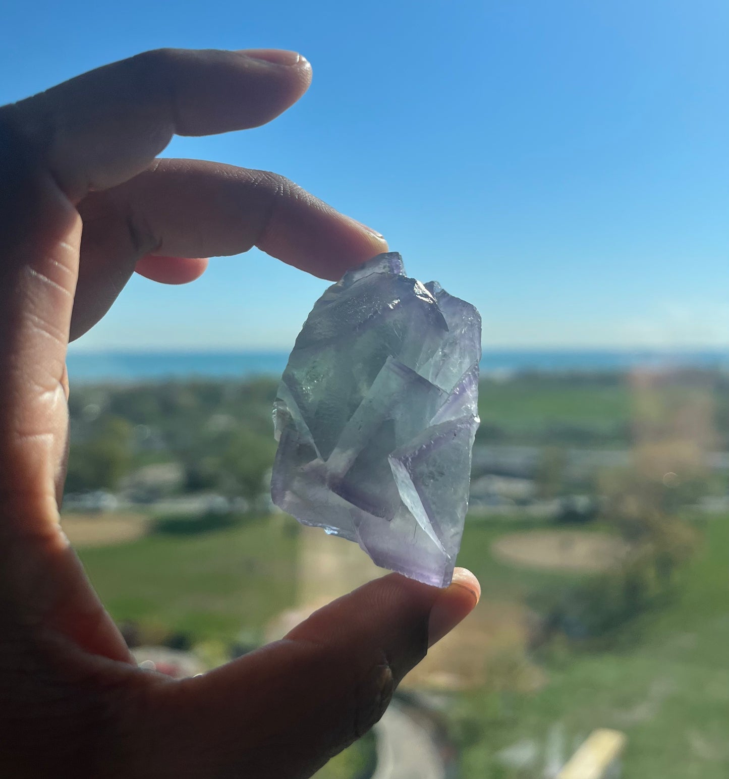 Green and Purple natural geometric Fluorite