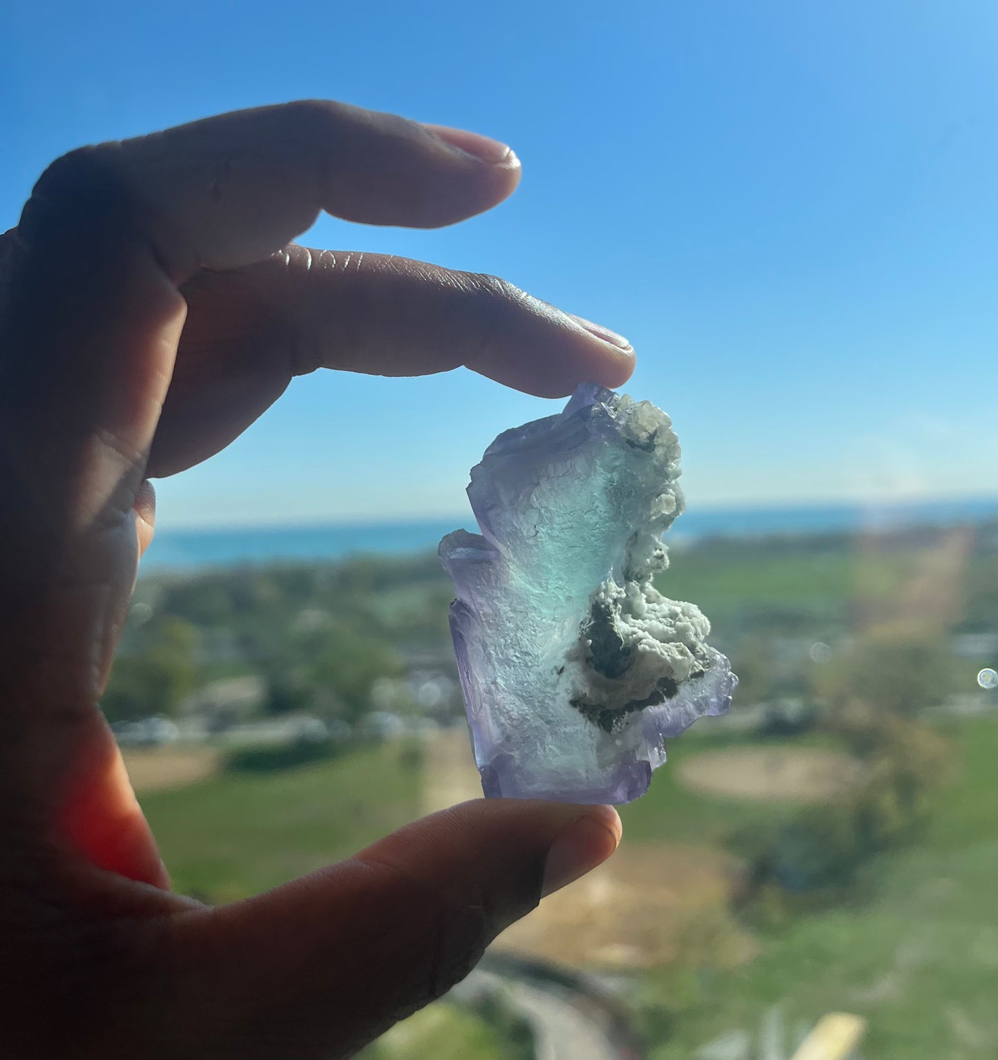 Green and Purple natural geometric Fluorite