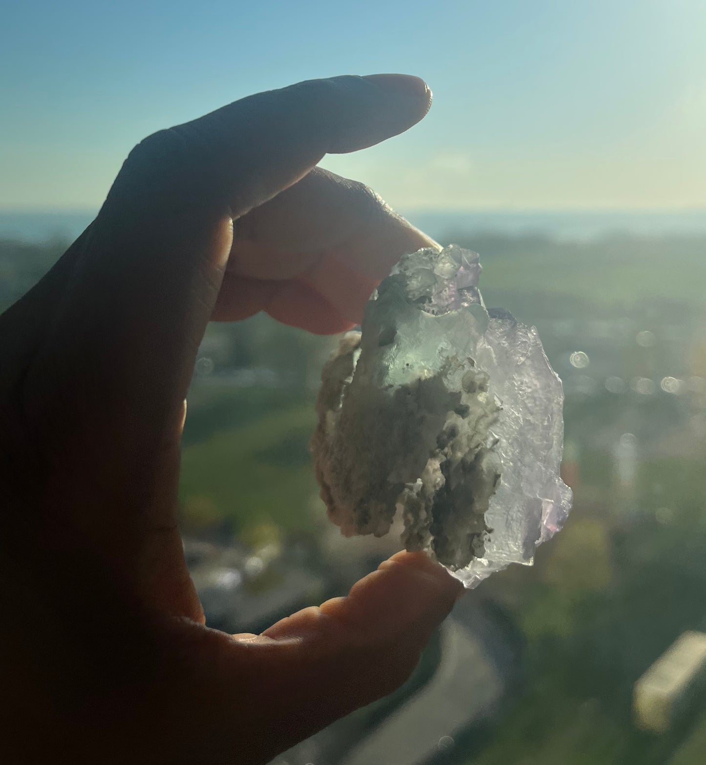 Green and Purple natural geometric Fluorite