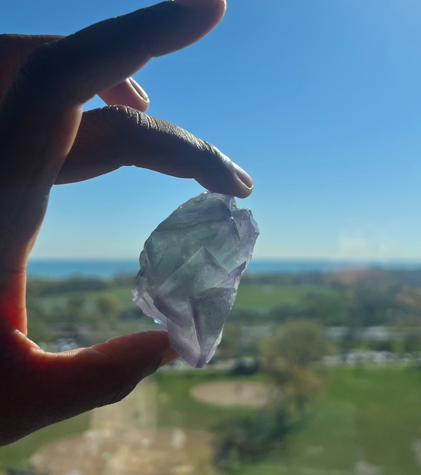 Green and Purple natural geometric Fluorite