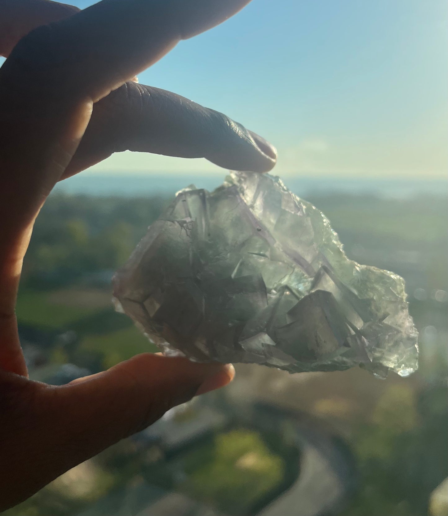 Green and Purple natural geometric Fluorite