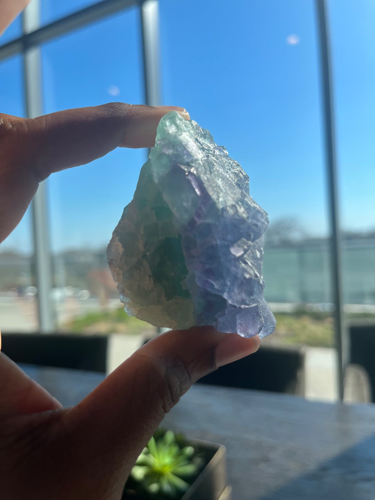 Green and Purple Geometric Fluorite.