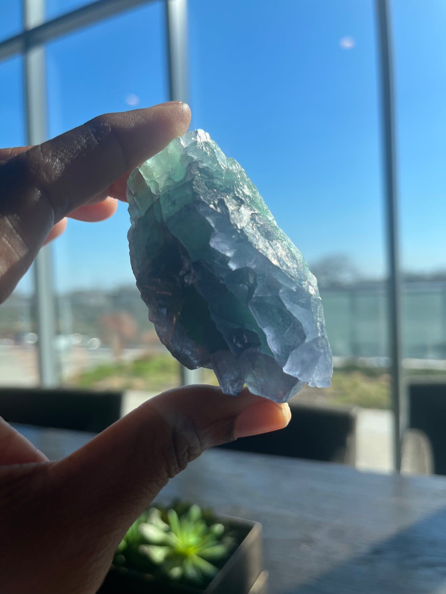 Green and Purple Geometric Fluorite.