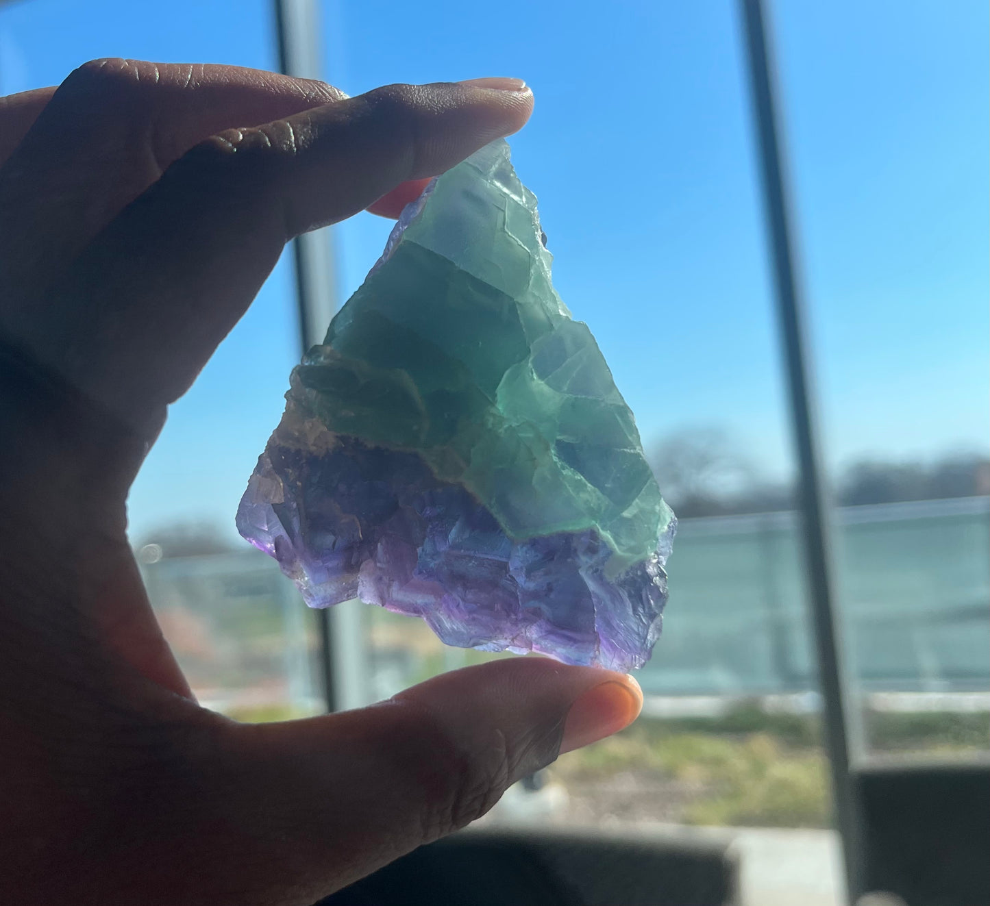 Green and Purple natural geometric Fluorite