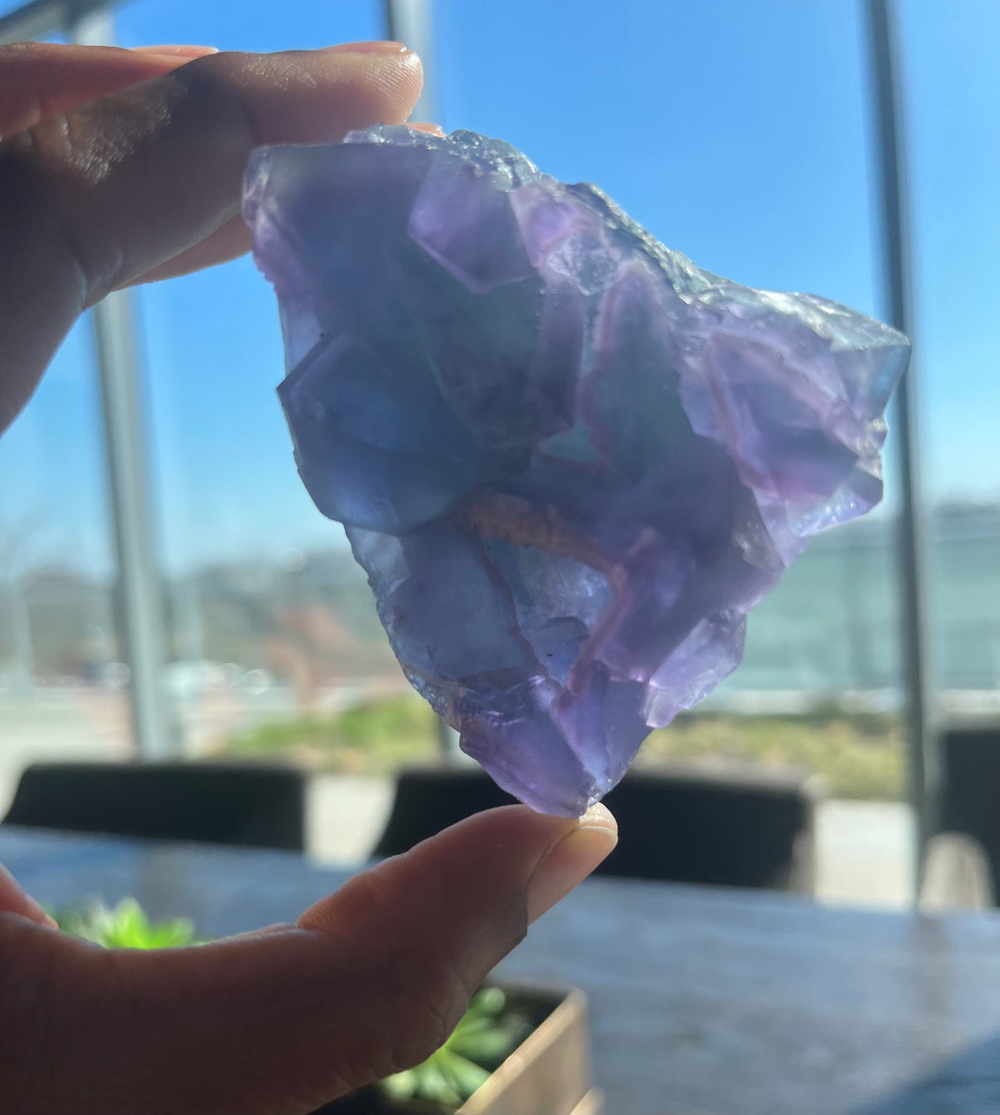 Green and Purple natural geometric Fluorite