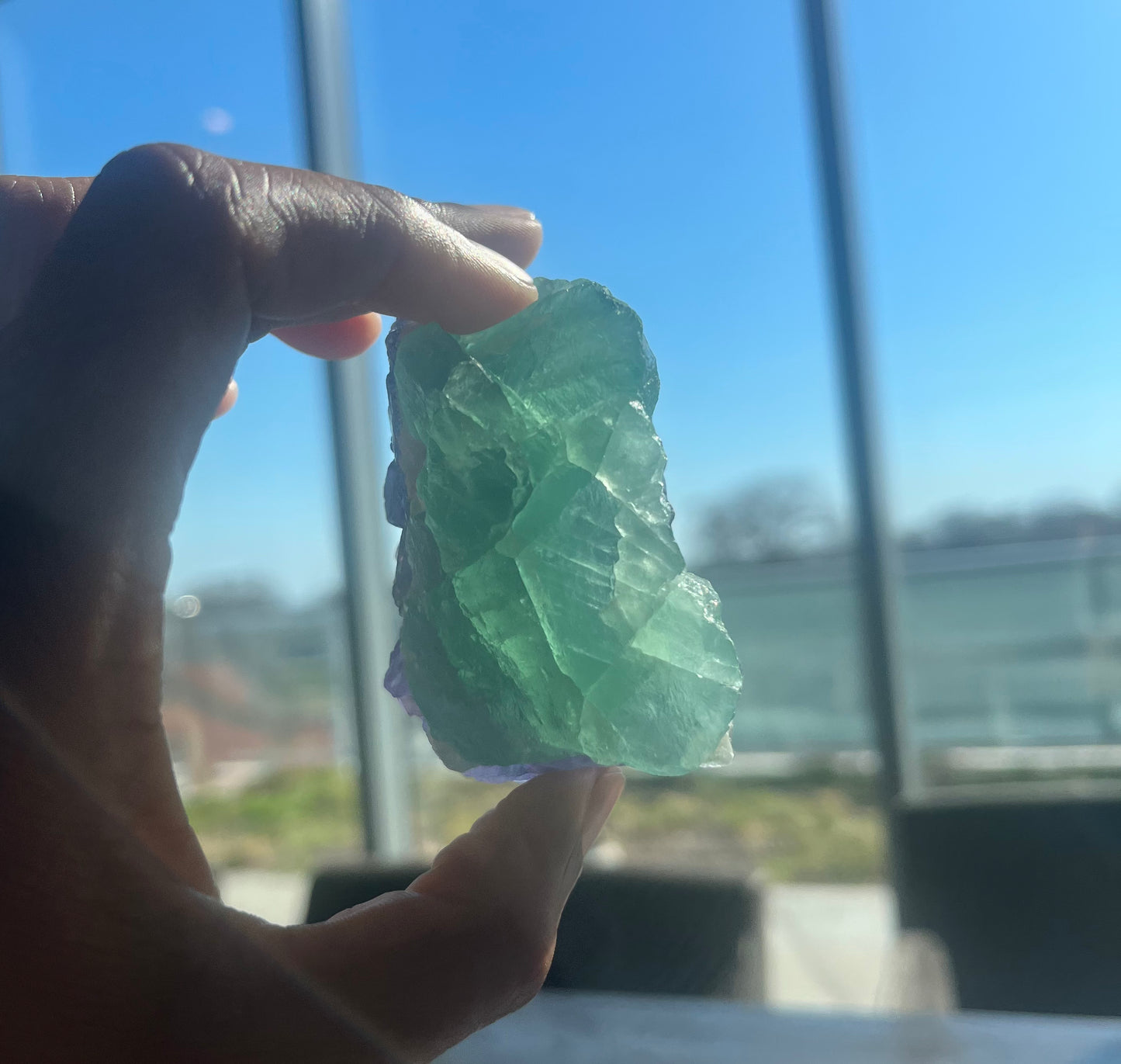 Green and Purple natural geometric Fluorite