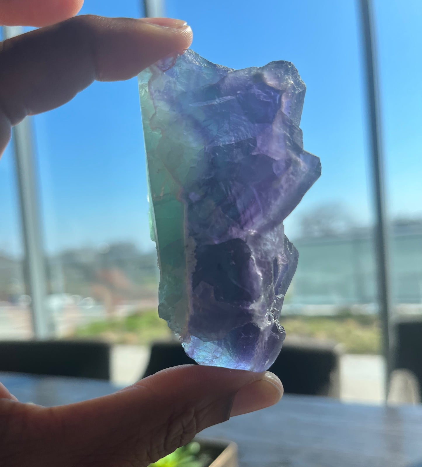 Green and Purple natural geometric Fluorite